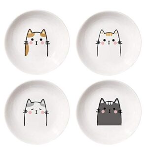 4pcs Ceramics Cat Dinner Relish Dishes Seasoning Dishes Dipping Appetizer Plates