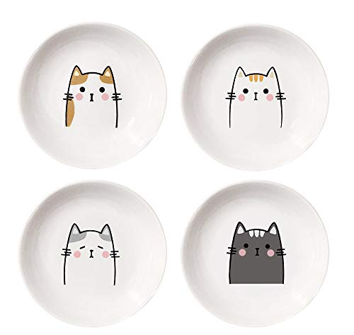 4pcs Ceramics Cat Dinner Relish Dishes Seasoning Dishes Dipping Appetizer Plates