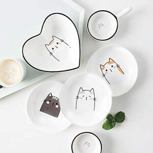 4pcs Ceramics Cat Dinner Relish Dishes Seasoning Dishes Dipping Appetizer Plates