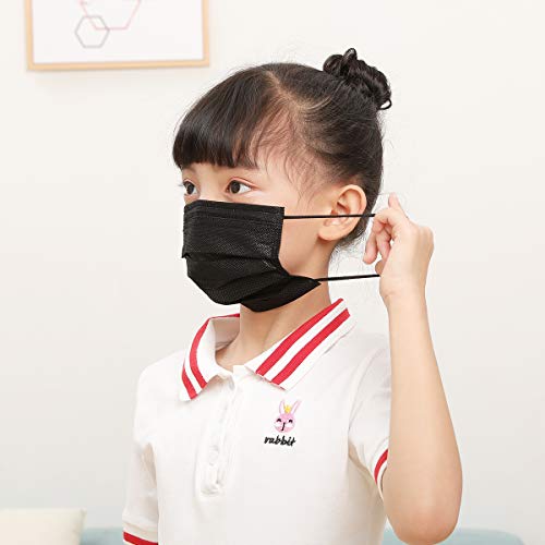 DIOLV Kids Disposable Face Masks Child Protective Cover Mask for Boys Girls 50 Pcs Black