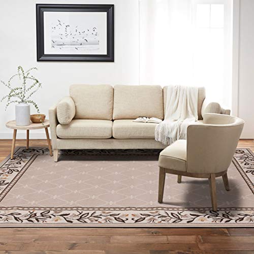 Home Dynamix Premium Aydin Traditional Geometric Area Rug, Soft Beige, 5'3"x7'5"