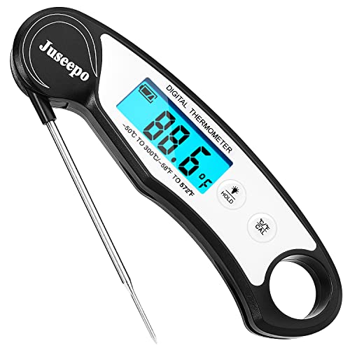 Juseepo Digital Instant Read Meat Thermometer, 2s Best Ultral Fast Waterproof Digital Grill Thermometer,Kitchen Food Thermometer for BBQ,Cooking,Baking,Beef,Liquid,Smoked (White)