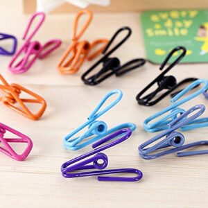 Hellopet Clothesline Clips, Clips for Clothes Bag Paper Document use Colorful Multipurpose Plastic-Coated Metal Clip, Chip Pack of 30