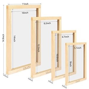 Caydo 3 Pieces 3 Size Wood Silk Screen Printing Frame with Mesh for Screen Printing, 10 x 14 Inch, 8.2 x 12.2 Inch, 6.7 x 10.6 Inch