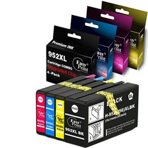 easyprint compatible ink cartridge replacement for 952xl 952 xl (upgraded version chips) used for hp officejet pro 8710/ 8720/ 7740/ 7720/ 8210/ 8216/ 8702, (black/cyan/magenta/yellow, total 4-pack)