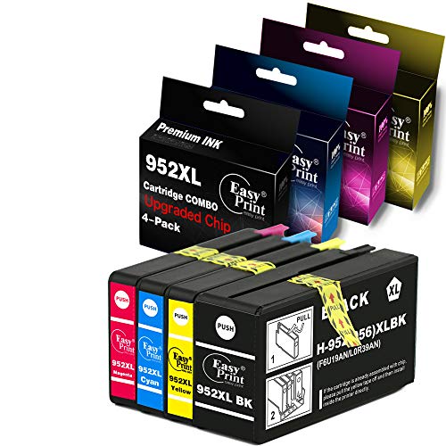 EASYPRINT Compatible Ink Cartridge Replacement for 952XL 952 XL (Upgraded Version Chips) Used for HP OfficeJet Pro 8710/ 8720/ 7740/ 7720/ 8210/ 8216/ 8702, (Black/Cyan/Magenta/Yellow, Total 4-Pack)