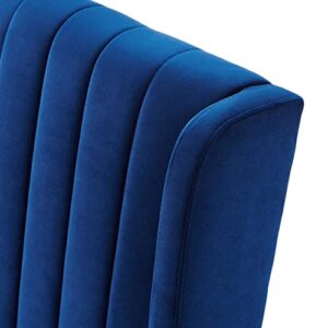 Modway Renew Performance Velvet Parsons Dining Chairs in Navy-Set of 2