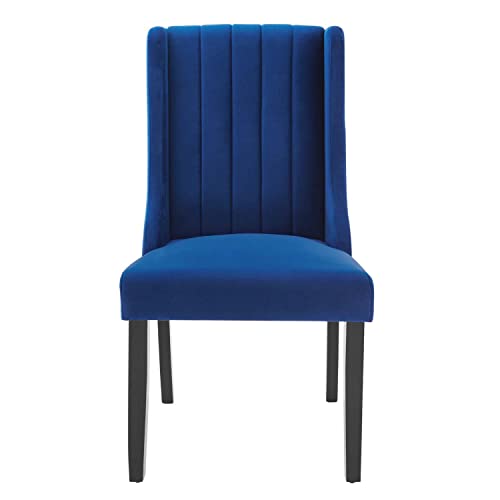 Modway Renew Performance Velvet Parsons Dining Chairs in Navy-Set of 2