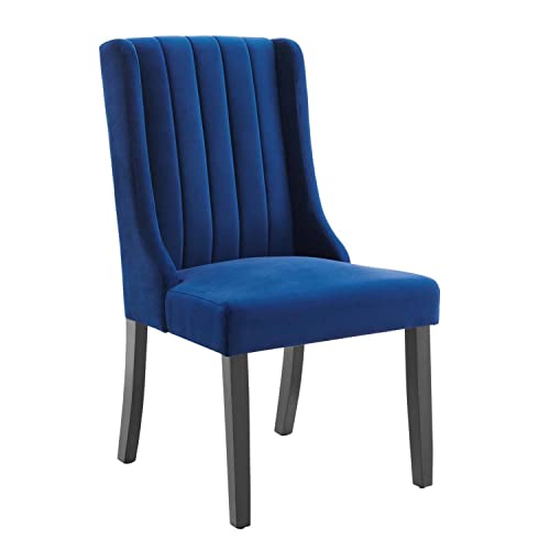Modway Renew Performance Velvet Parsons Dining Chairs in Navy-Set of 2