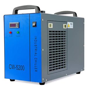 OMTech 6L Industrial Water Chiller 0.9hp 2.6gpm Water Cooling System CW-5200 Water Cooler for 60W 70W 80W 90W 100W 120W 130W 150W CO2 Laser Engraving & Cutting Machines, Cools 5200 BTU/Hour