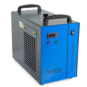 OMTech 6L Industrial Water Chiller 0.9hp 2.6gpm Water Cooling System CW-5200 Water Cooler for 60W 70W 80W 90W 100W 120W 130W 150W CO2 Laser Engraving & Cutting Machines, Cools 5200 BTU/Hour