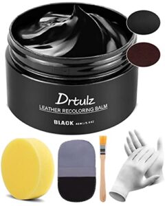 drtulz black leather recoloring balm, leather color restorer conditioner, leather repair kits for vinyl furniture, sofa, car seats, shoes - repair leather color on faded & scratched leather couches