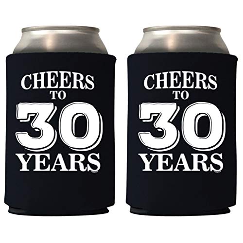 Veracco Cheers To 30 Years Thirth Birthday Gift For Dirty Thirty Party Favors Decorations Can Coolie Holder (Black, 12)