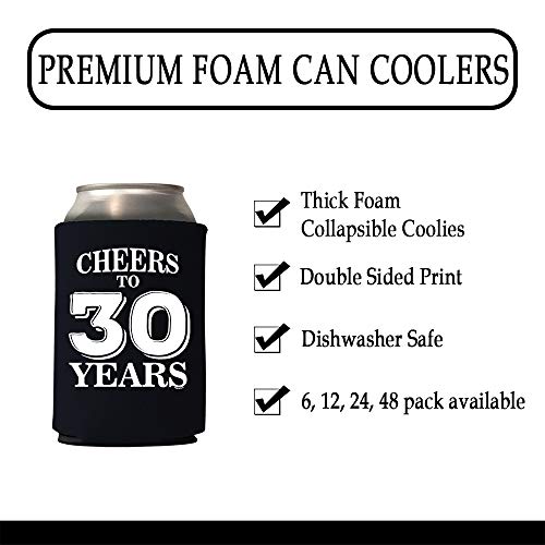 Veracco Cheers To 30 Years Thirth Birthday Gift For Dirty Thirty Party Favors Decorations Can Coolie Holder (Black, 12)