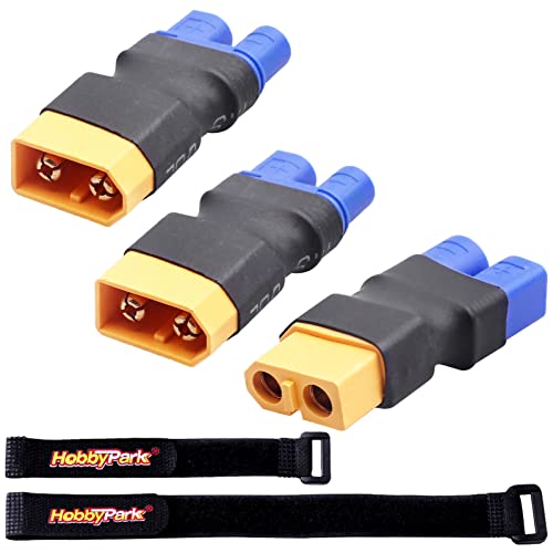 HobbyPark XT60 Connector Plugs to EC3 Adapter RC Lipo Battery Charger Conversion w/Battery Straps