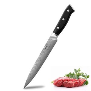 slicing knife 8 inch, carving brisket kitchen knife forged with vg10 super steel 67-layer damascus, non-slip abs ergonomic triple rivet handle, razor sharp lightweight multipurpose