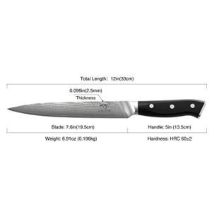 Slicing Knife 8 Inch, Carving Brisket Kitchen Knife Forged with VG10 Super Steel 67-Layer Damascus, Non-slip ABS Ergonomic Triple Rivet Handle, Razor Sharp Lightweight Multipurpose