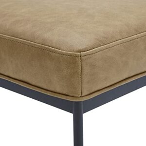 Amazon Brand – Rivet Modern Leather Ottoman Stool with Metal Legs, 16.9"H, Cognac