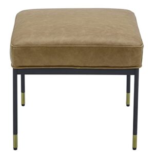 Amazon Brand – Rivet Modern Leather Ottoman Stool with Metal Legs, 16.9"H, Cognac