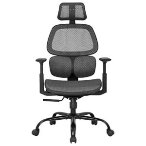 ergonomic office chair, desk chair computer chair with adjustable arms lumbar support swivel rolling high back mesh task chair