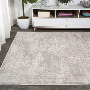 JONATHAN Y MDP403C-8 Rosalia Cottage Medallion Indoor Area-Rug Vintage Bohemian Easy-Cleaning Bedroom Kitchen Living Room Non Shedding, 8 ft x 10 ft, Gray/Ivory