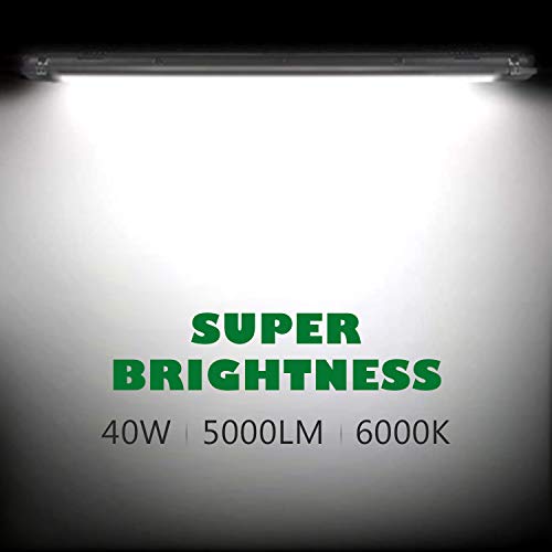 BRILLIHOOD LED Vapor Tight 4FT Light Fixture, 40W, 5000LM, IP65 Waterproof Shop Light, 6000K Bright White, Milky Lens, Outdoor Vapor Proof Lighting, 4-Pack