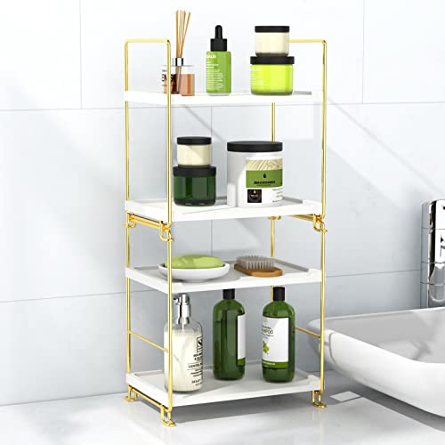 JANUS LiANG 2-Tier Bathroom Countertop Organizer Perfume Organizer Makeup Shelf Bedroom Storage Tray or Kitchen Spice Rack (Gold)