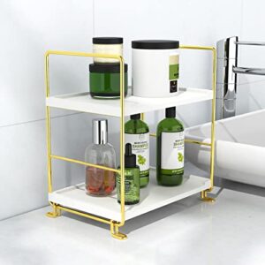 JANUS LiANG 2-Tier Bathroom Countertop Organizer Perfume Organizer Makeup Shelf Bedroom Storage Tray or Kitchen Spice Rack (Gold)