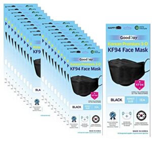 (20pcs) black disposable kf94- face masks 4-layer filters breathable comfortable nose, good day, dust mask, black kf94 masks made in korea.