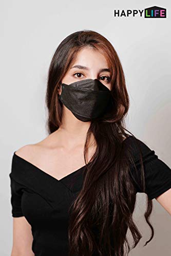 (20PCS) Black Disposable KF94- Face Masks 4-Layer Filters Breathable Comfortable Nose, Good Day, Dust Mask, Black KF94 Masks Made in Korea.