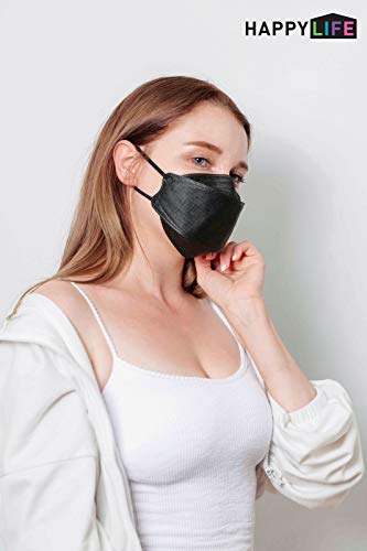 (20PCS) Black Disposable KF94- Face Masks 4-Layer Filters Breathable Comfortable Nose, Good Day, Dust Mask, Black KF94 Masks Made in Korea.