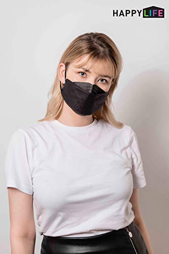 (20PCS) Black Disposable KF94- Face Masks 4-Layer Filters Breathable Comfortable Nose, Good Day, Dust Mask, Black KF94 Masks Made in Korea.