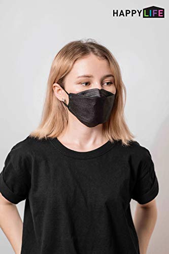 (20PCS) Black Disposable KF94- Face Masks 4-Layer Filters Breathable Comfortable Nose, Good Day, Dust Mask, Black KF94 Masks Made in Korea.