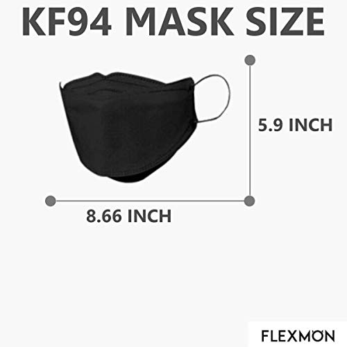 (20PCS) Black Disposable KF94- Face Masks 4-Layer Filters Breathable Comfortable Nose, Good Day, Dust Mask, Black KF94 Masks Made in Korea.