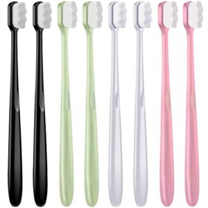 patelai 8 pieces soft toothbrush micro nano extra soft bristles manual soft toothbrush with 20,000 bristles for teeth oral gum recession adults kids child (black, white, pink, green)