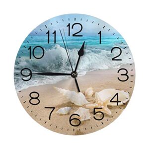wonderful ocean views wall clock 10"" round,- battery operated wall clock clocks for home decor living room kitchen bedroom office