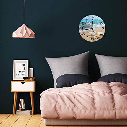 Wonderful Ocean Views Wall Clock 10"" Round,- Battery Operated Wall Clock Clocks for Home Decor Living Room Kitchen Bedroom Office