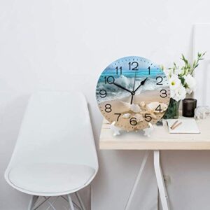 Wonderful Ocean Views Wall Clock 10"" Round,- Battery Operated Wall Clock Clocks for Home Decor Living Room Kitchen Bedroom Office