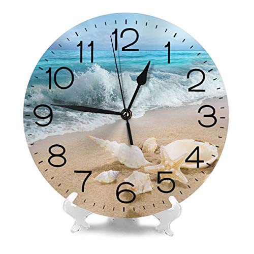 Wonderful Ocean Views Wall Clock 10"" Round,- Battery Operated Wall Clock Clocks for Home Decor Living Room Kitchen Bedroom Office