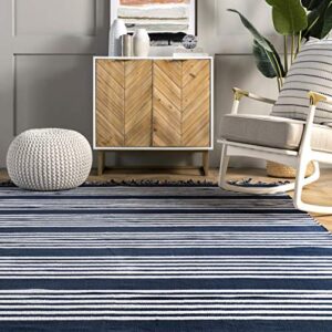 nuLOOM Regency Flatwoven Pinstripes with Tassels Area Rug, 3' x 5', Blue