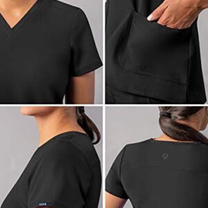 Adar Addition Scrubs for Women - Modern V-Neck Scrub Top - A6008 - Black - M