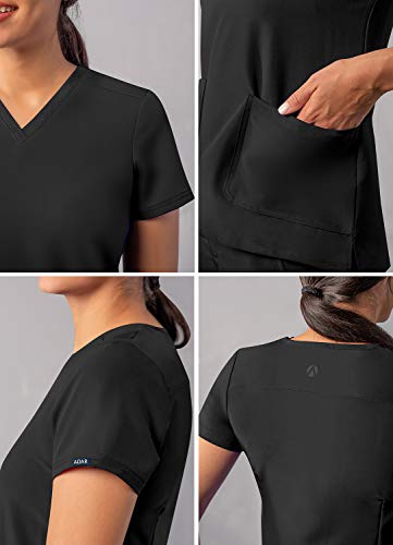 Adar Addition Scrubs for Women - Modern V-Neck Scrub Top - A6008 - Black - M