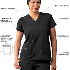 Adar Addition Scrubs for Women - Modern V-Neck Scrub Top - A6008 - Black - M