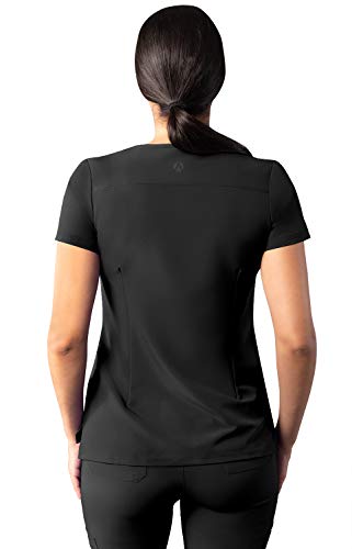 Adar Addition Scrubs for Women - Modern V-Neck Scrub Top - A6008 - Black - M