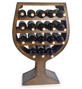 cota global wine glass shaped wall mounted wine rack - 18 bottles freestanding wooden wine holder, hanging bottle rack or floor stand, rustic wine storage shelf organizer for wine bar & home décor