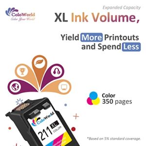 ColoWorld Remanufactured Ink Cartridges Replacement for Canon 211XL CL-211 (2 Tri-Color) Use in Pixma MP495 MX410 MX340 MP250 MX320 MP490 MP499 MX350 MX330 iP2702 MP480 MX420 MP280 iP2700 Printer