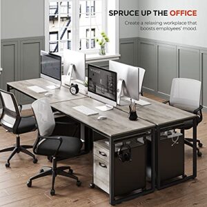 VASAGLE ALINRU Computer Desk, Office Desk with 8 Hooks, for Study, Home Office, Easy Assembly, Industrial Design, 47.2 x 23.6 x 29.5 Inches, Greige and Black ULWD058B02