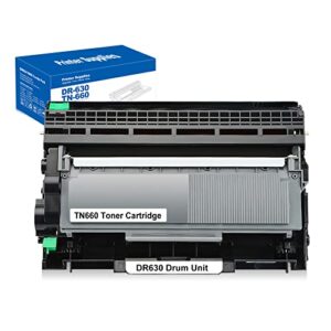 compatible toner cartridge and drum unit replacement for brother tn660 tn630 tn-630 dr630 for mfc-l2700dw hl-l2300d hl-l2340dw hl-l2380dw dcp-l2540dw printer (1 black toner + 1 drum unit)