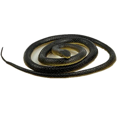 FOUUA Realistic Rubber Snake 2Pcs, Scary Fake Snake Large Black Mamba Snake Toy for Garden Props, Pranks, Halloween Decoration, Keep Birds Away (52 Inch)