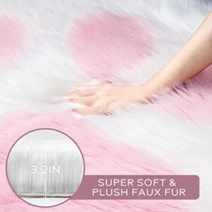 Ashler Ultra Soft Faux Sheepskin Fur Rug, Fluffy Cat Paw Rugs, Kids Room Rug, Area Rug, Kawaii Room Decor, Non Slip Throw Rug, Fluffy Carpet Bedroom Rug, Light Pink 2.55 x 3 Feet